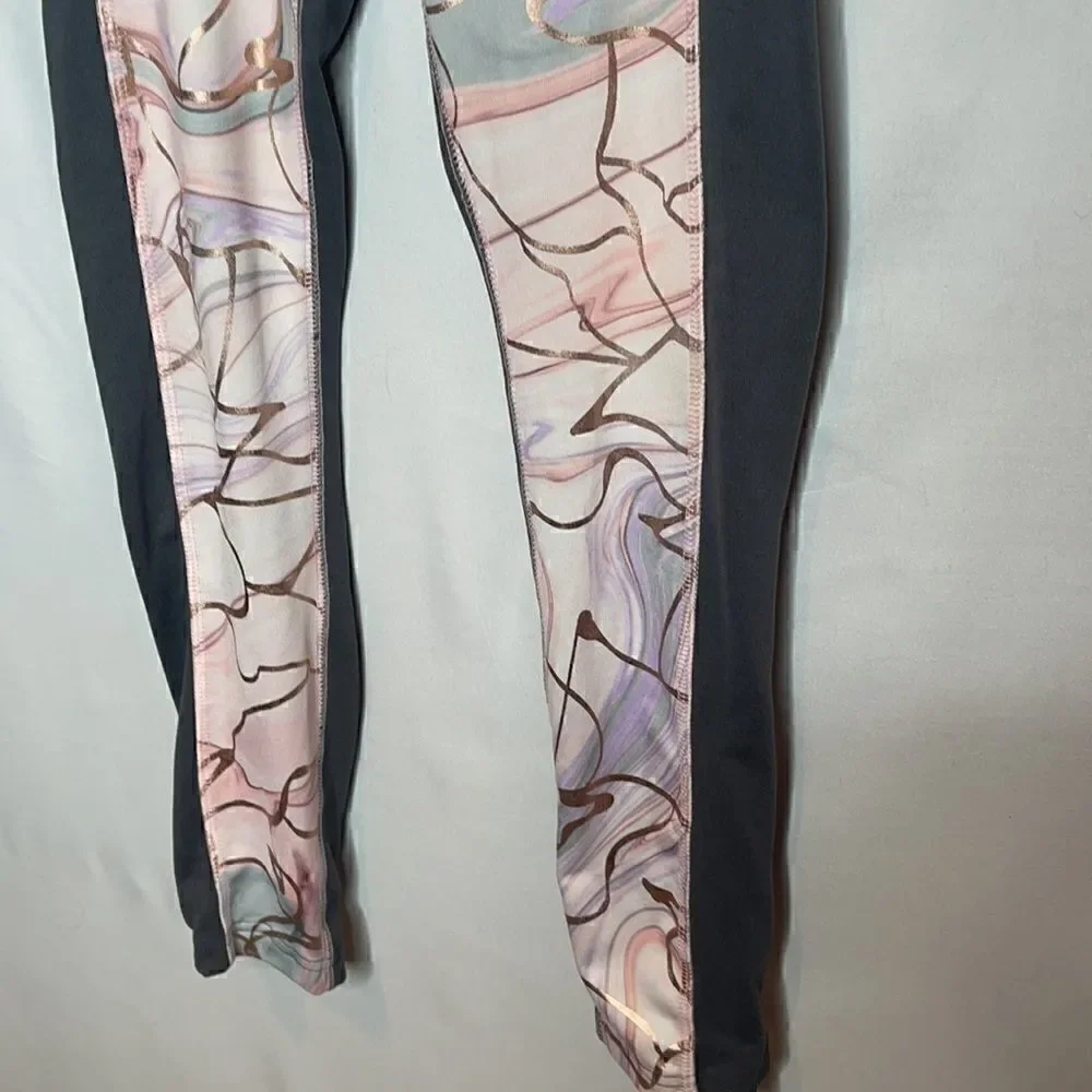 Justice Metallic Rose Gold/ Grey Leggings. Size 12.‎